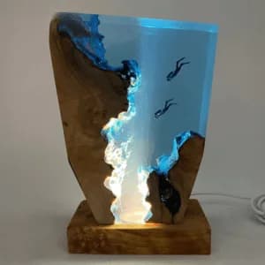 picture of Wood & Resin Ocean Lamp